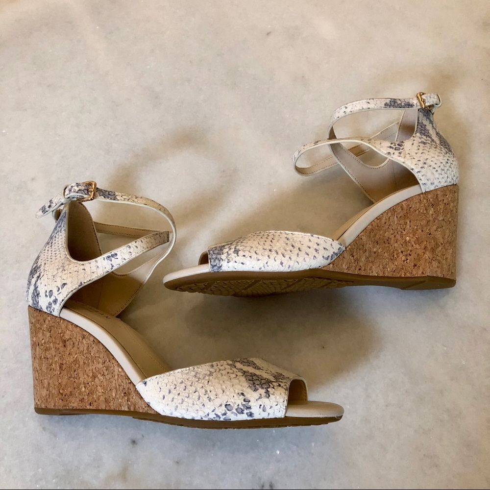 Cole Haan Sadie wedge sandals snake print size 6